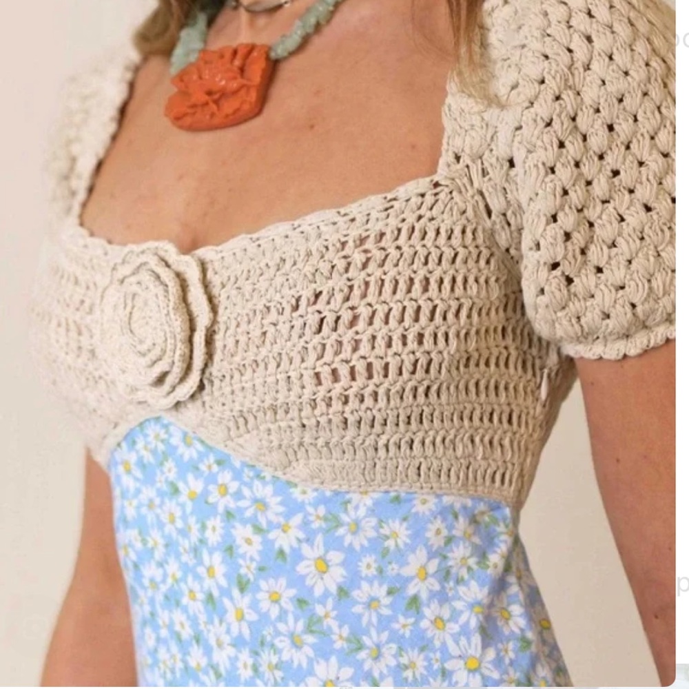RIXO Sardinia crochet-paneled floral-print linen-blend midi dress